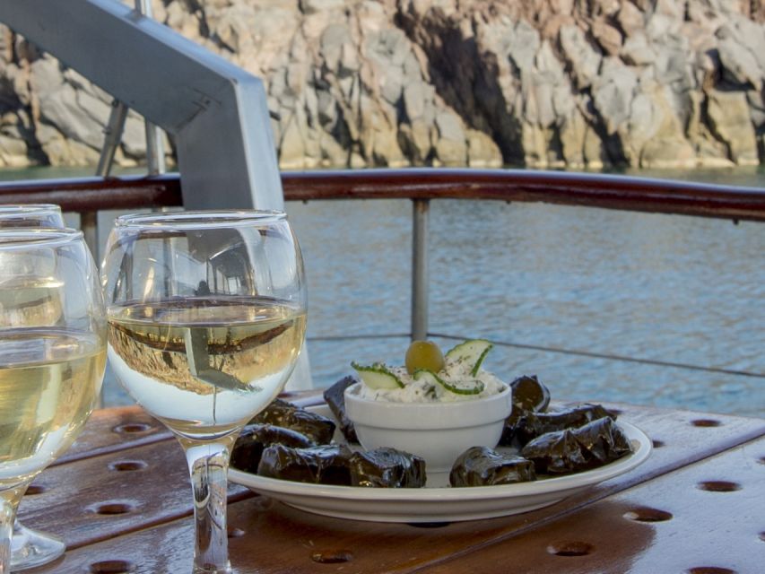 Santorini: Traditional Wooden Boat Tour With Meal and Wine - Inclusions