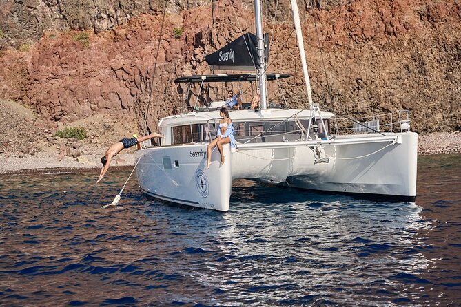 Santorini Small-Group Half-Day Catamaran Tour With Food (Mar ) - Pickup Information and Refund Policy