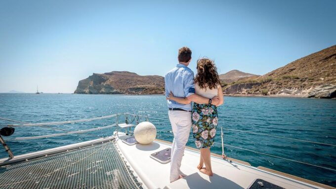 Santorini: Catamaran Cruise With BBQ and Drinks - Highlights