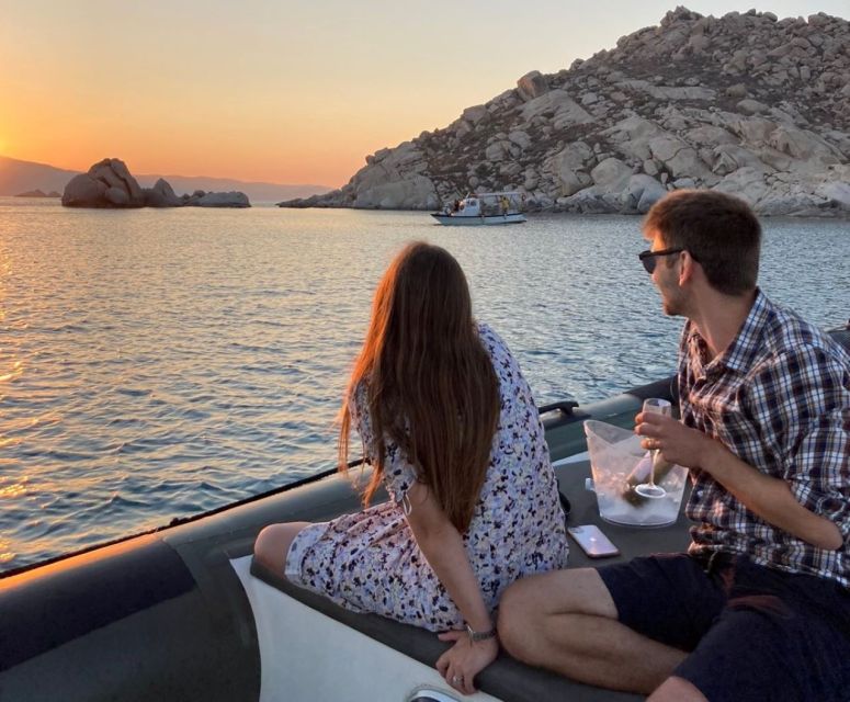 Naxos: Private Sunset Boat Tour With Fruit and Champagne - Pickup and Highlights