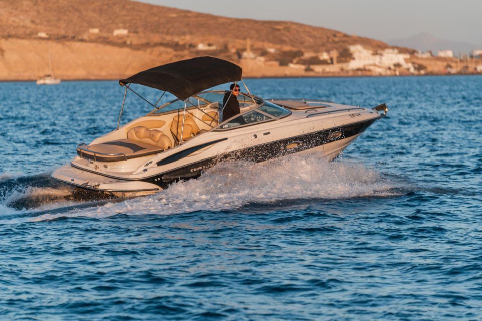 Santorini: Luxury Private Speedboat With Food and Drinks - Pickup and Private Group Experience