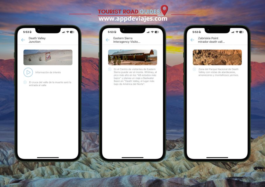 App Self-Guided Road Routes Death Valley - Key Points