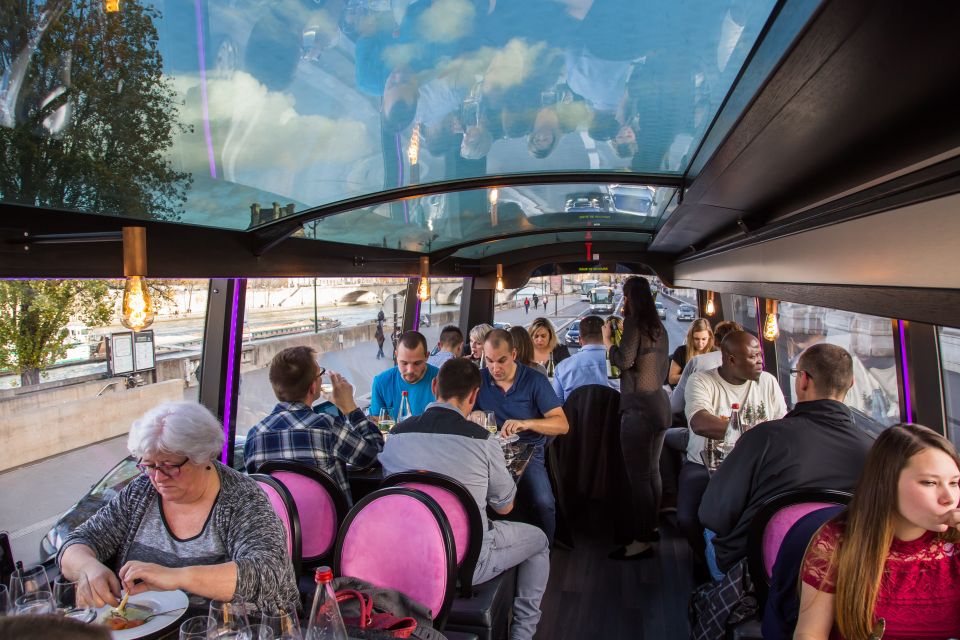 Champs Elysées Bus Toqué Lunch W/ a Glass of Champagne - Key Points