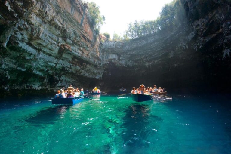 From Argostoli: Melissani Lake, Myrtos Swim & Local Tastings