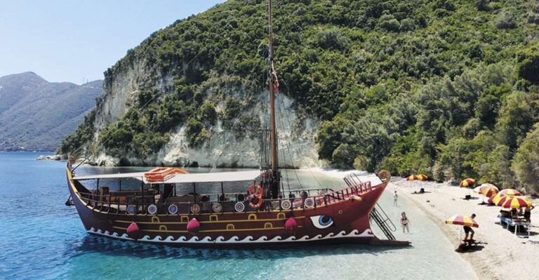 Nydri: Full-Day Wooden Boat Cruise With BBQ & Drinks