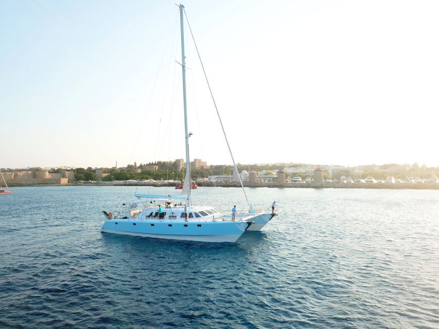 Rhodes: Catamaran Cruise With Snacks, Wine & Sunset Viewing - Full Description