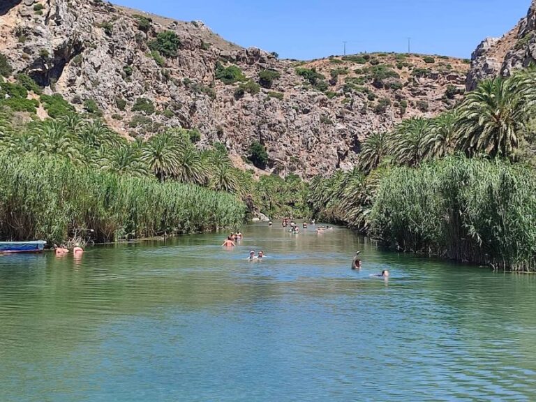 Heraklion: Preveli Palm Beach Boat Trip & Rethymno Town Tour